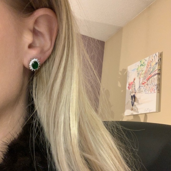 Sterling Silver CZ Stud Earrings - Picture 7 of 7